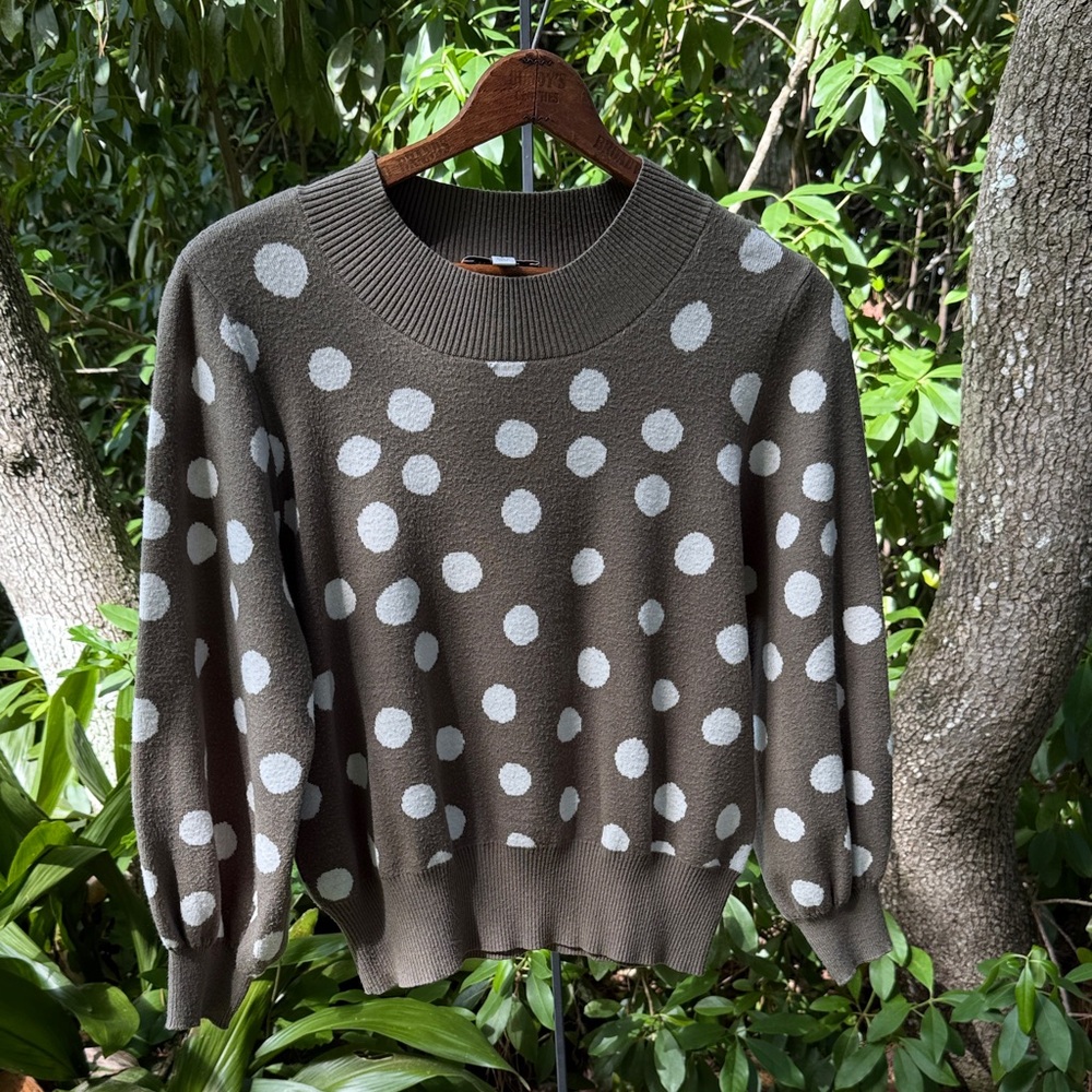 Polka Dot Sweater - Brown and White
